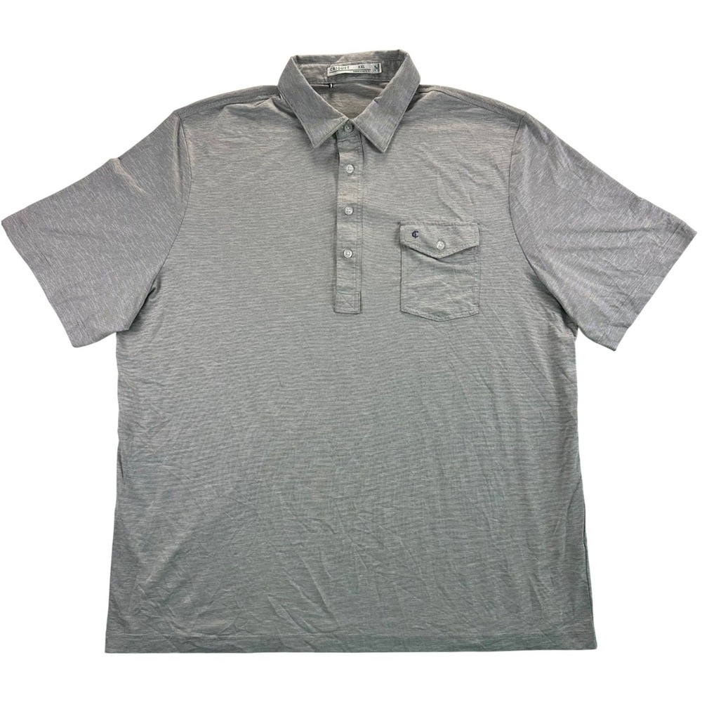 Criquet Men XXL Gray Micro Stripe Performance Polo Shirt Short Sleeve Golf Top